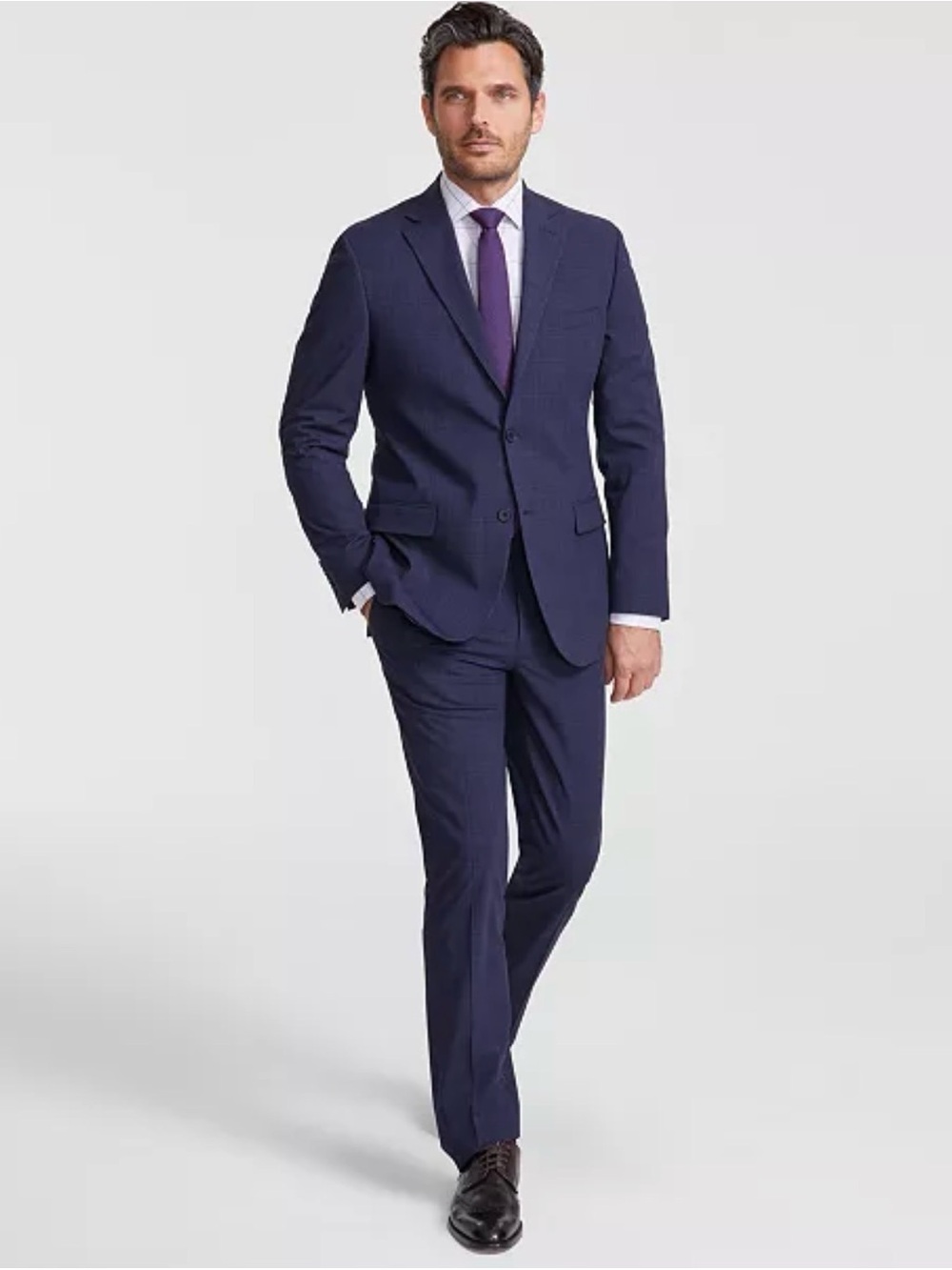 Modern Fit DKNY Men's Navy Blue Two-Piece Suit